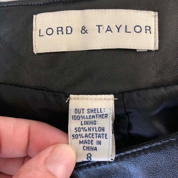 Lord & Taylor Retro Designer Chic Luxury Black Leather Mini Skirt - Picture 3 of 3
